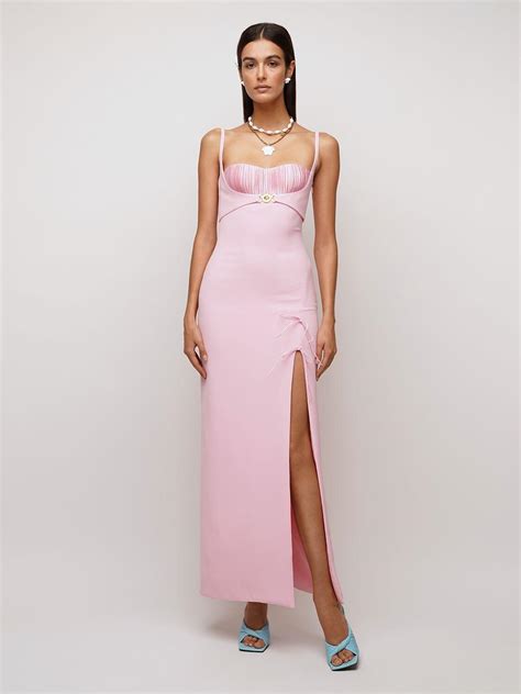 versace pink leather dress|Versace slip dress.